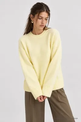 Lovelyİstanbul Yumuşak Dokulu Oversize Triko Kazak LPF0063 AÇIK SARI