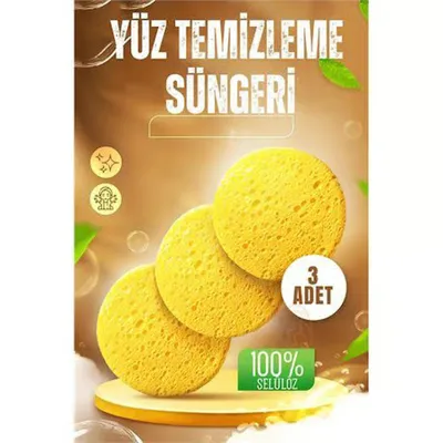 ModaCar Makyaj Temizlik Pedi Cilt Temizlik Süngeri Doğal Selülöz 3 ADET