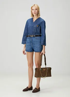 Valentino VGold Mavi Denim Şort
