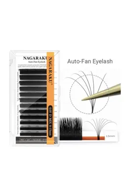 QNAİL PROFESSİONAL Kolay Yelpaze İpek Kirpik Tek Boy Otomatik Fan Volume Çek Bırak Profesyonel İpek Kirpik D-13MM