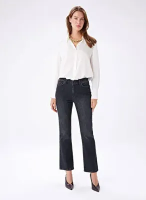 Faik Sönmez UW27JPN002 Antrasit Kadın Straight Denim Pantolon