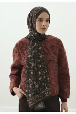 Fresh Scarfs Leana Desenli Pamuk Viskon Şal Kahve