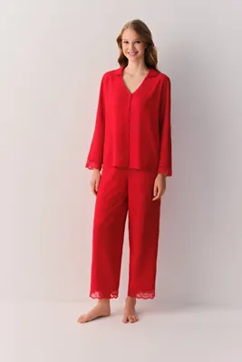 SUWEN Amour Gömlek Yaka Pijama Takımı