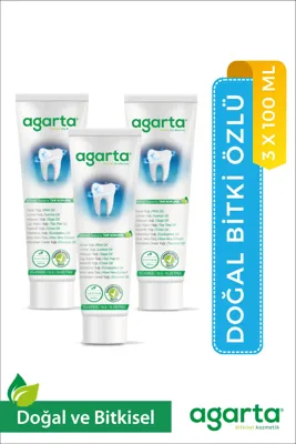 Agarta 3 Adet Doğal Florürsüz Bitki Özlü Diş Macunu 100 ml