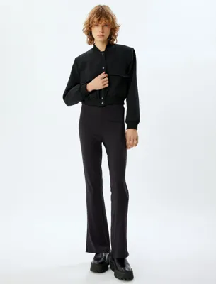 Koton İspanyol Paça Tayt Pantolon Beli Lastikli Slim Fit