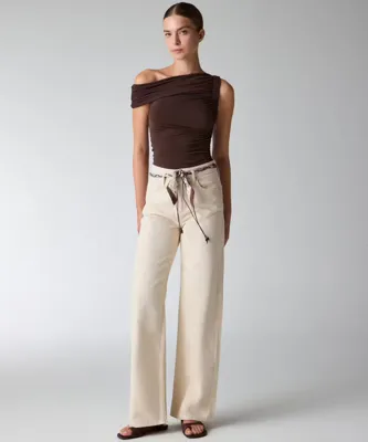 İpekyol Kuşaklı wide leg jean pantolon