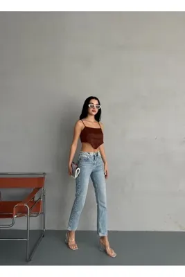 BPF Açik Mavi Yüksek Bel Slım Jeans