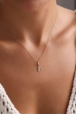 Gianfranco Siyah Taşlı Kedi Kilitli Charm Kolye