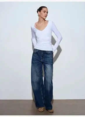 Dilvin 32780 V Yaka Büzgülü Top