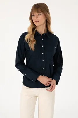 U.S. Polo Assn. Kadın Lacivert Uzun Kollu Gömlek 50316377-VR033