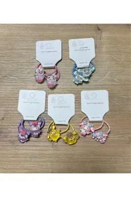 synshop Sanrio Kawaii Kuromi Kız Çocuk Toka Seti 10 Adet Lastik Toka