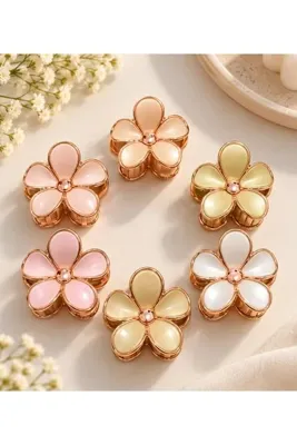 KAR3DELEN Printing Rosegold Çiçek Saç Tokası