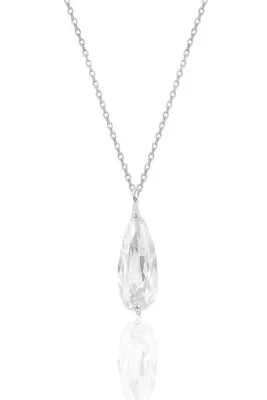 Söğütlü Silver Gümüş Rodyumlu Zirkon Taşlı Damla Modeli Kolye