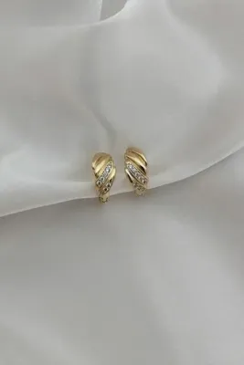 Vibalis Gold Renk Burgu Detaylı Zirkon Taşlı Xuping Kararmaz Halka Küpe