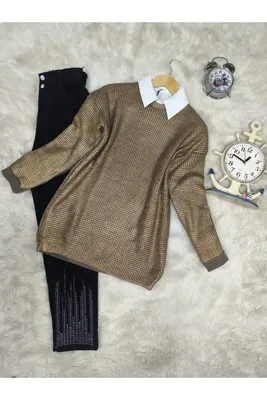 Mintaş Varak baskılı triko kazak