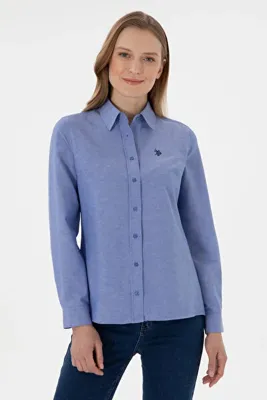 U.S. Polo Assn. Kadın Saks Uzun Kollu Basic Gömlek 50307726-VR045