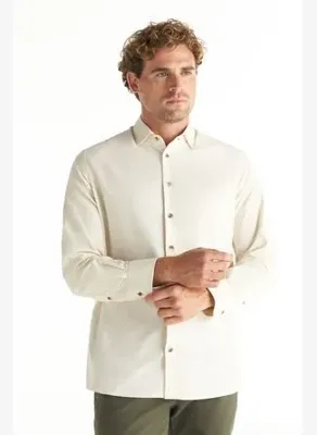Ted Baker EKRU PAMUK FİTİLLİ KADİFE COMFORT FİT GÖMLEK