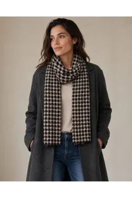 Sebir Moda Kazayağı Desenli Triko Atkı