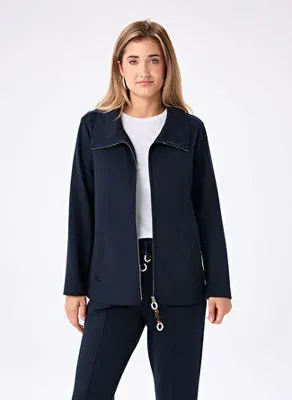 Faik Sönmez UW27CKT045 Lacivert Kadın Dik Yaka Oversize Ceket