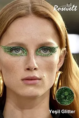 ROSEVELT Jel Form Makyaj Simleri Glitter Işıltılı Yüz Makyajı Yeşil