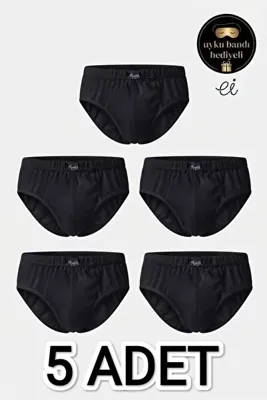 Tutku 5'li Paket Siyah %100 Pamuklu Erkek Slip Külot - Siyah/Beyaz/Gri Seçenekli - Özel İmalat Uyku Bandı Hediyeli