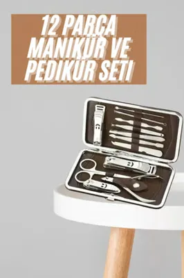 Generic Tırnak Bakım Seti Tırnak Düzeltme Batık 12 Parça Çanta Tipi Manikür Pedikür