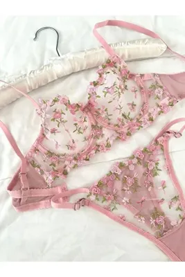 Feruzdesign Robin Pembe Bralet Takımı