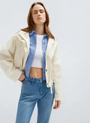 Mavi Ekru Kadın Pamuklu Ceket KISA KADIN CEKET Bone White