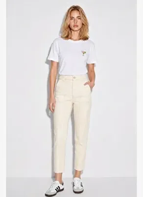 VENA Kadın Norah Cepli Off White Jean Pantolon - Off White