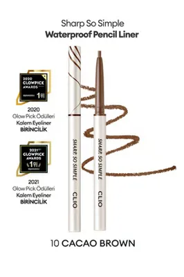 CLIO Suya Dayanıklı, İnce Uçlu Göz Kalemi CLIO Sharp So Simple Waterproof Pencil Liner (10 Cacao Brown)
