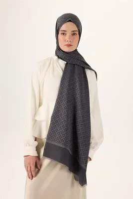 Silk Home Pamuk Polyester Liva Şal Gri Desenli Dokulu Nefes Alan 90x200