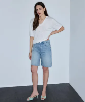 İpekyol Hotfix ve trok baskılı denim şort