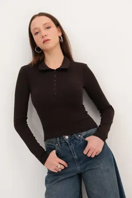 Addax Polo Yaka Düğmeli Bluz B1848