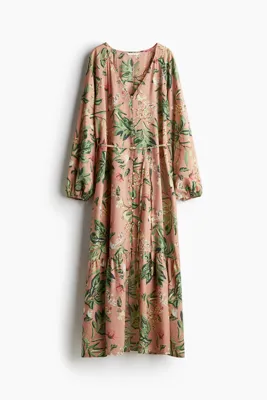 H&M Kuşaklı Krep Elbise