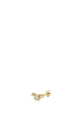 AJA Snowflare Kar Tanesi Formlu Üç Lab Grown Diamond Taşlı Altın Kulak Piercing