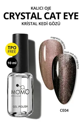 Momo Professional Kristal Kedi Gözü Kalıcı Oje CE04, Yarı Şeffaf, Bakır, 10 ml