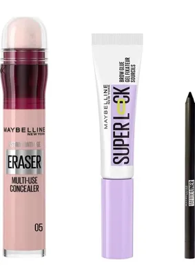 Myg Plus Maybelline New York Instant Anti Age Eraser Kapatıcı - 05 Brighten & Maybelline New York Super Lock Brow Glue Kaş Sabitleyici Maskara & Maybelline Tattoo Mini Jel Göz Kalemi Hediyeli