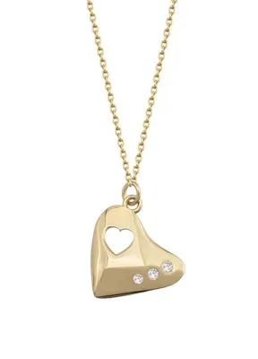 AJA Secret Heart Kalp Figürlü Taşlı Altın Kolye