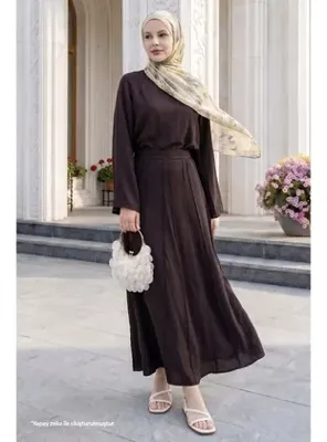 InStyle Geniş Kol Etekli Acı Kahve Takım
