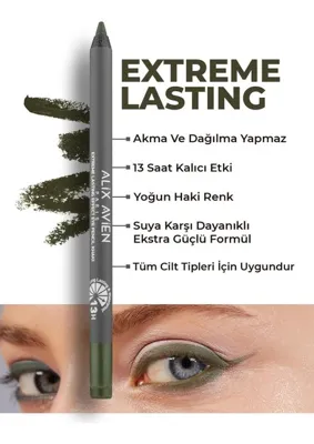 Fumeyabi Uzun Süre Kalıcı Suya Dayanıklı Akma, Dağılma Yapmayan Yeşil Göz Kalemi - Extreme Khaki