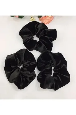Shopiolog Kadife Kumaş 1. Kalite Saç Lastik Toka Seti 3 Adet