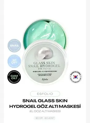 Esfolio Salyangoz Glass Skin Snail Hydrogel Eye Patch Nemlendirici ve Onarıcı Göz Maskesi