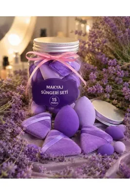 overaz 15 PARÇA Parça Kavanoz Kutulu Makyaj Sünger Seti