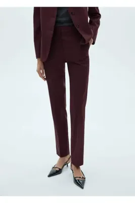 MANGO Woman İnce çizgili kumaş pantolon