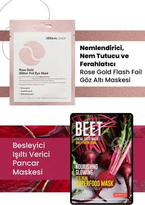 Dermal 3 Katmanlı Rose Gold Göz Maskesi 4 gr. ve Besleyici Nemlendirici %100 Pamuk Yulaf Maske 25 gr.