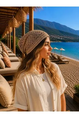 nehir eşarp Örgü Düz Renk Bağlamalı Bandana