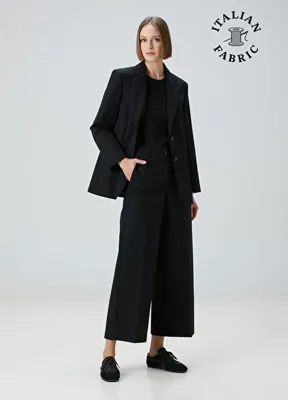 Beymen Collection Siyah Wide Leg Koton Pantolon