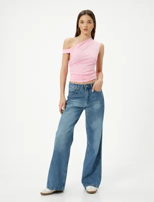 Koton Tek Omuz Kolsuz Tişört  Slim Fit Pamuklu