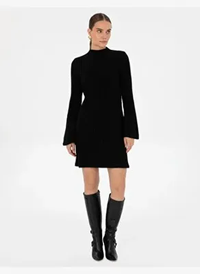 Pierre Cardin Kadın Siyah Slim Fit Triko Elbise 50316339-VR046