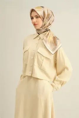 ARMİNE Obje Desenli Saf İpek Twill Eşarp 9314D 06